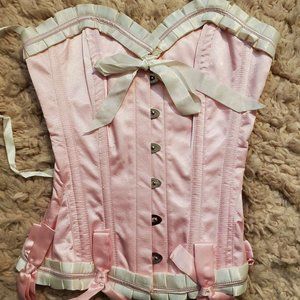Custom Corset Pink White Steel Boning Size 24